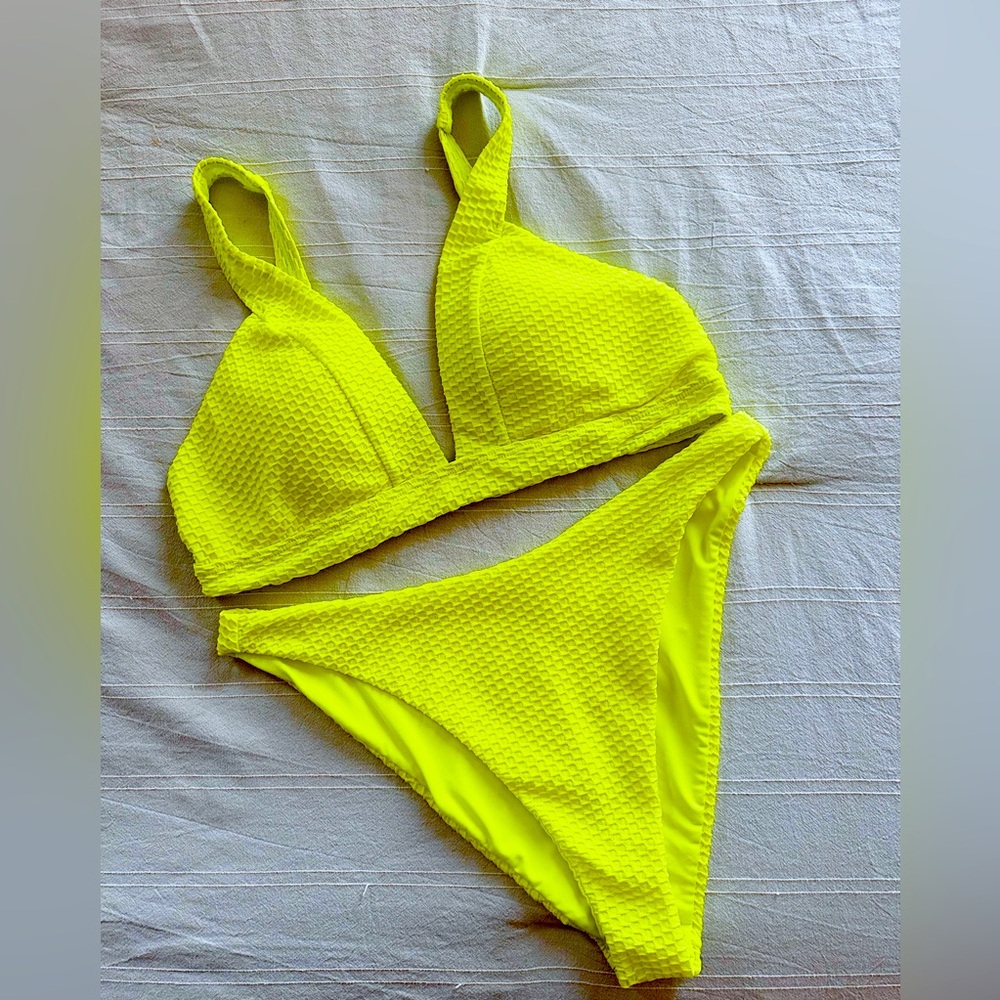 Infamous Swim Neon Highlighter Yellow Bikini Set